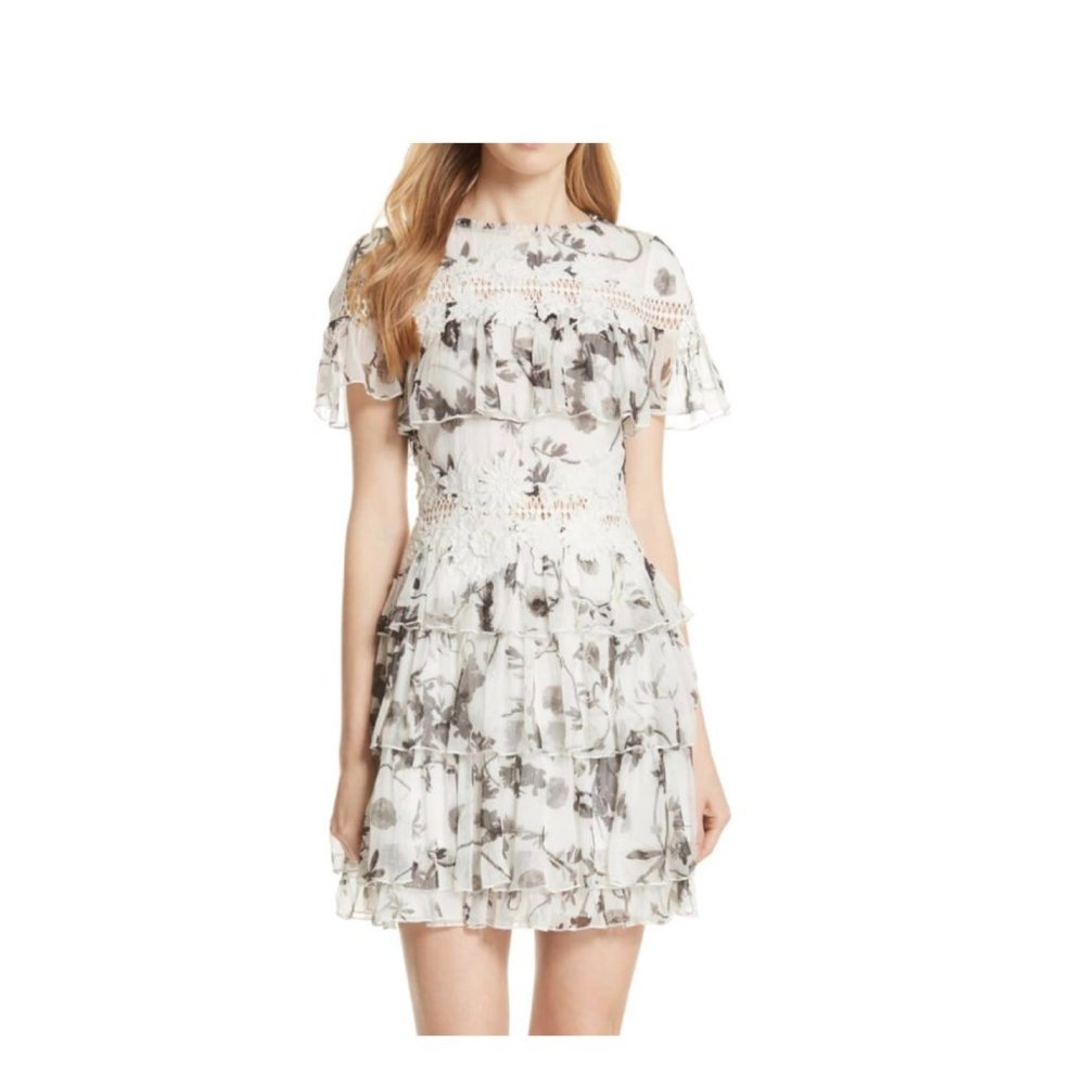 Alice + Olivia Black and White Floral Dress